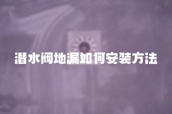 潛水閥地漏如何安裝方法