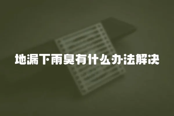 地漏下雨臭有什么辦法解決