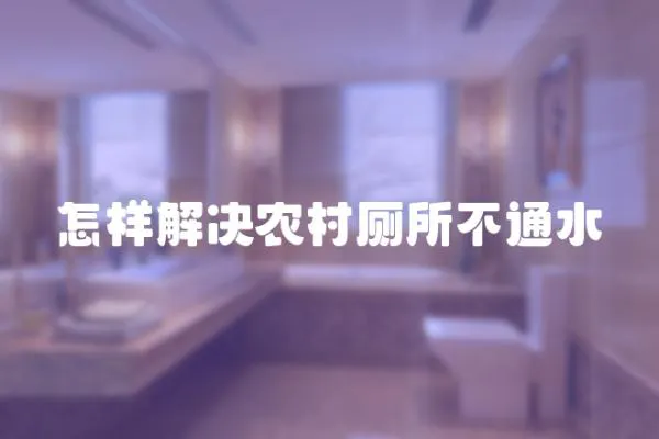 怎樣解決農村廁所不通水