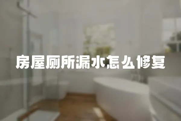 房屋廁所漏水怎么修復
