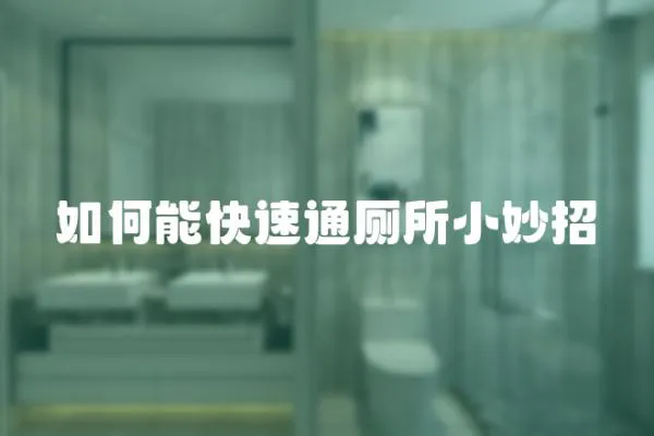 如何能快速通廁所小妙招