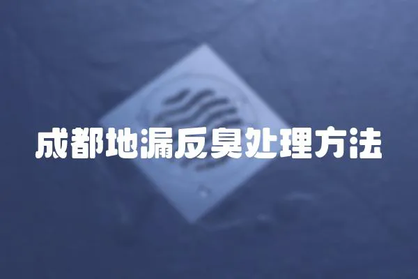 成都地漏反臭處理方法