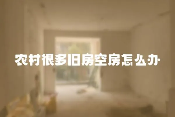 農村很多舊房空房怎么辦