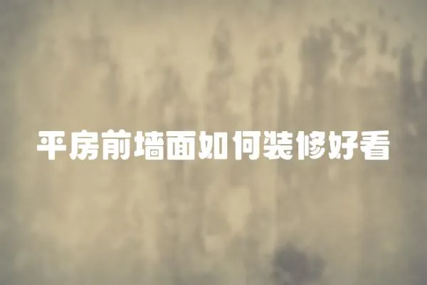 平房前墻面如何裝修好看