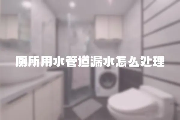 廁所用水管道漏水怎么處理