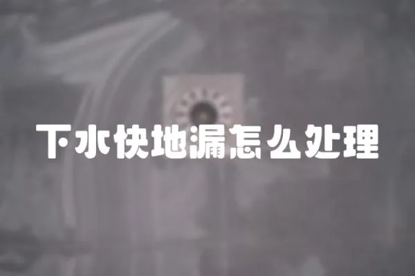 下水快地漏怎么處理