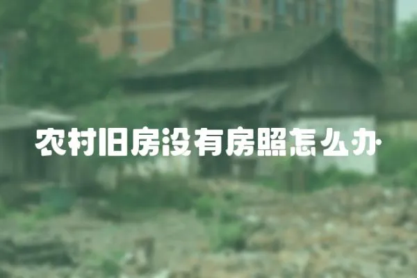 農村舊房沒有房照怎么辦