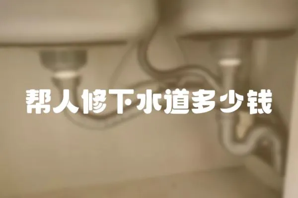幫人修下水道多少錢