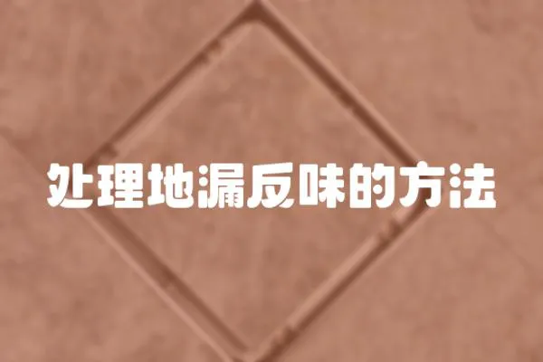 處理地漏反味的方法