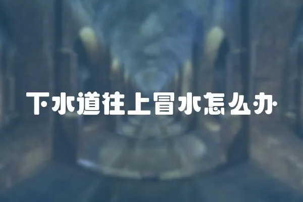 下水道往上冒水怎么辦