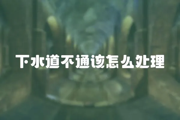 下水道不通該怎么處理