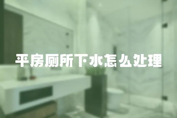 平房廁所下水怎么處理