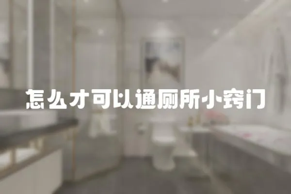 怎么才可以通廁所小竅門