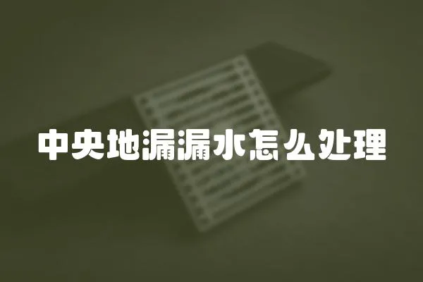 中央地漏漏水怎么處理