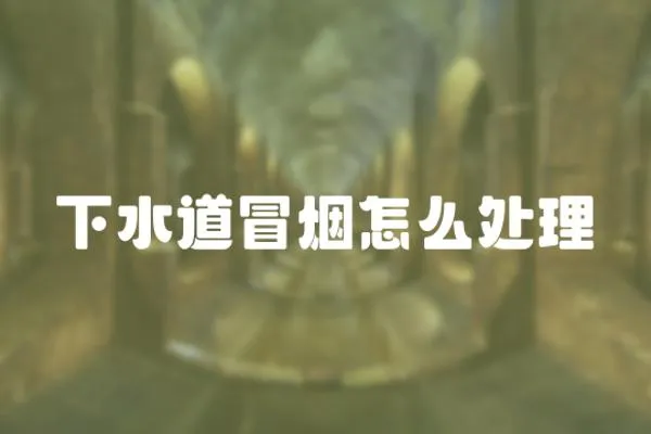 下水道冒煙怎么處理