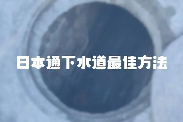 日本通下水道最佳方法