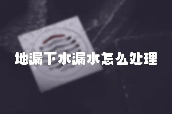 地漏下水漏水怎么處理