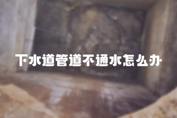 下水道管道不通水怎么辦