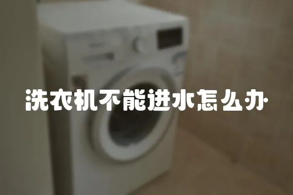 洗衣機不能進水怎么辦