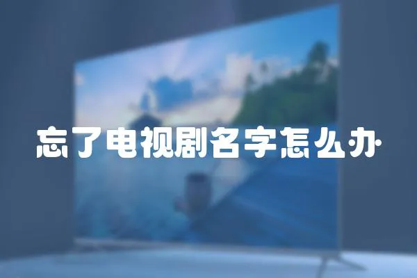 忘了電視劇名字怎么辦