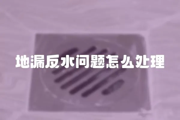 地漏反水問題怎么處理