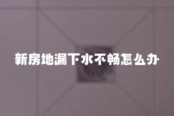 新房地漏下水不暢怎么辦