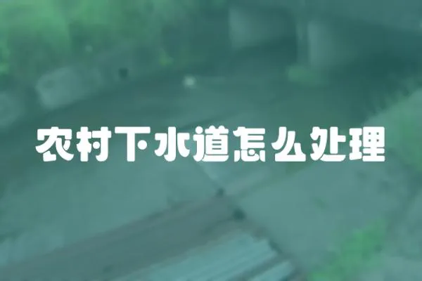 農(nóng)村下水道怎么處理