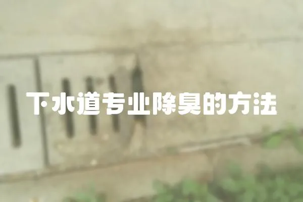 下水道專業除臭的方法
