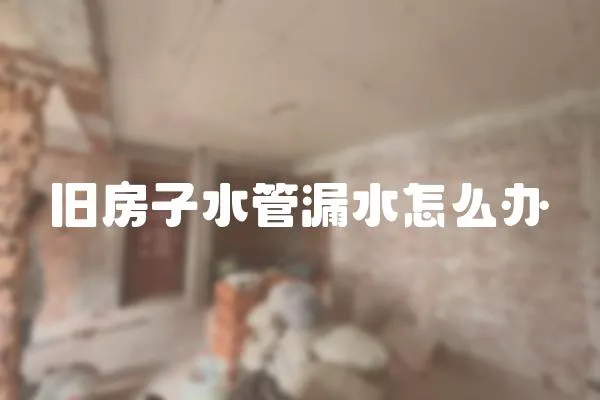 舊房子水管漏水怎么辦