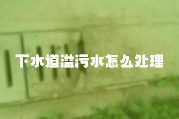 下水道溢污水怎么處理