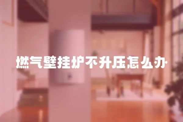 燃氣壁掛爐不升壓怎么辦