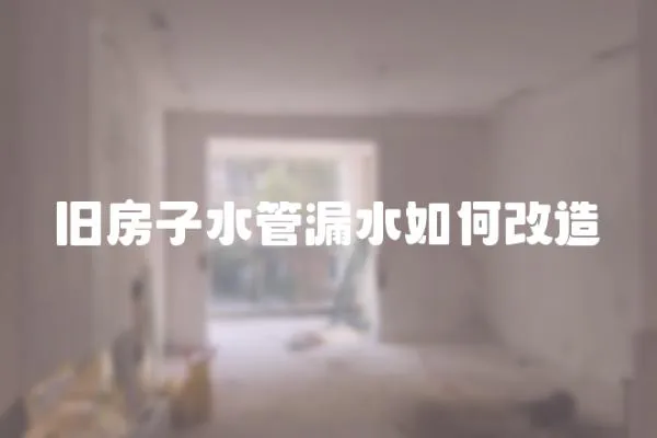 舊房子水管漏水如何改造
