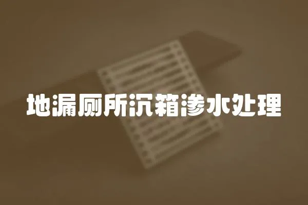 地漏廁所沉箱滲水處理