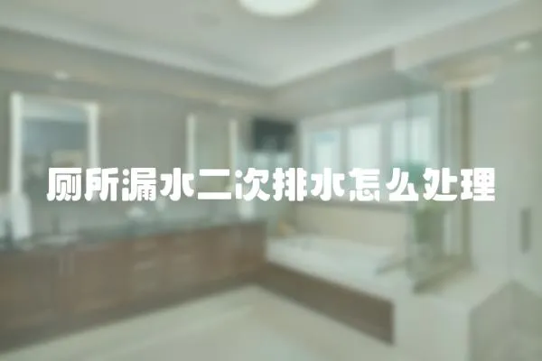 廁所漏水二次排水怎么處理
