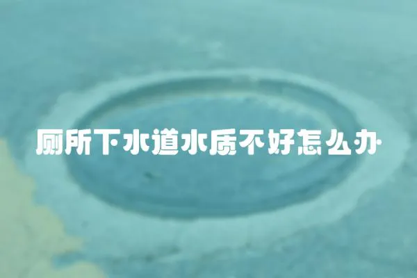 廁所下水道水質不好怎么辦