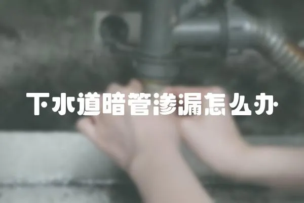 下水道暗管滲漏怎么辦