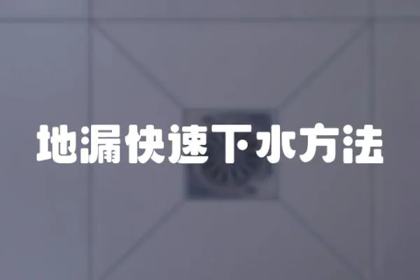 地漏快速下水方法