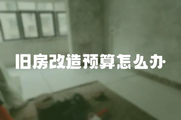舊房改造預(yù)算怎么辦