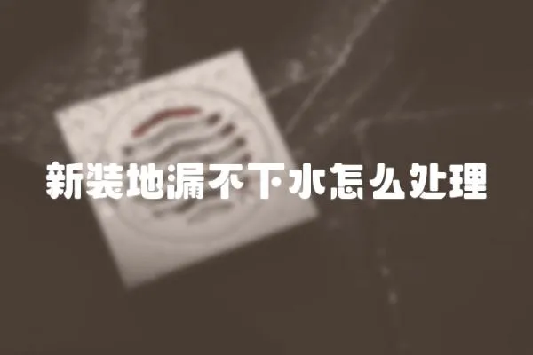 新裝地漏不下水怎么處理