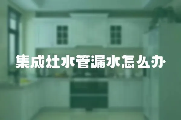 集成灶水管漏水怎么辦