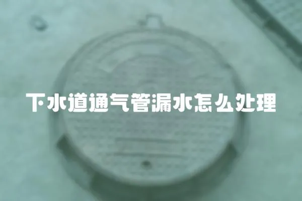 下水道通氣管漏水怎么處理