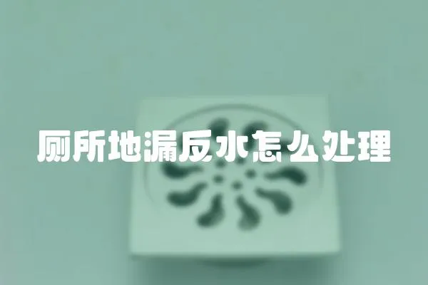 厕所地漏反水怎么处理