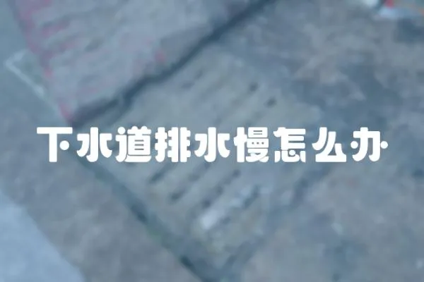 下水道排水慢怎么辦