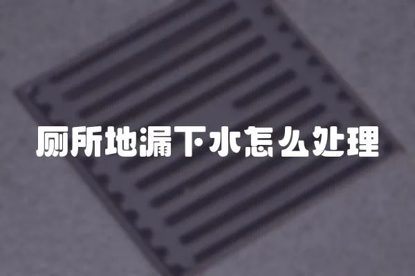 廁所地漏下水怎么處理