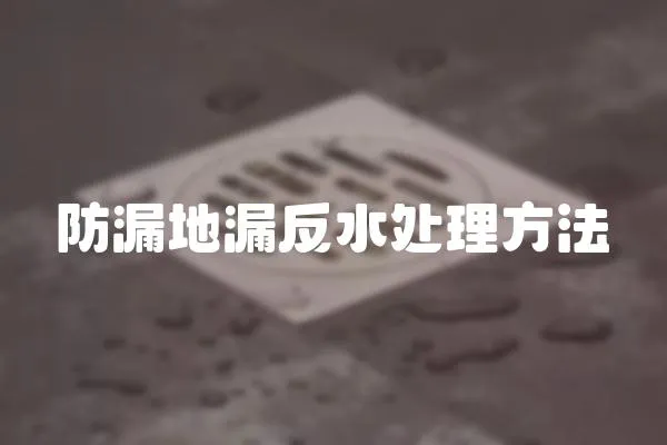 防漏地漏反水處理方法