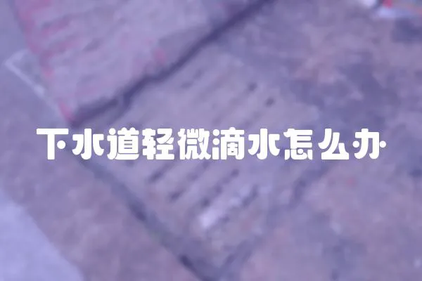 下水道輕微滴水怎么辦