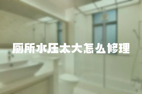 廁所水壓太大怎么修理