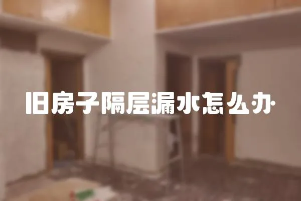 舊房子隔層漏水怎么辦