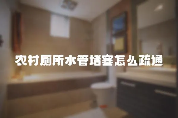 農(nóng)村廁所水管堵塞怎么疏通