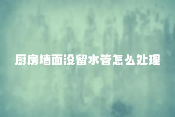 廚房墻面沒留水管怎么處理